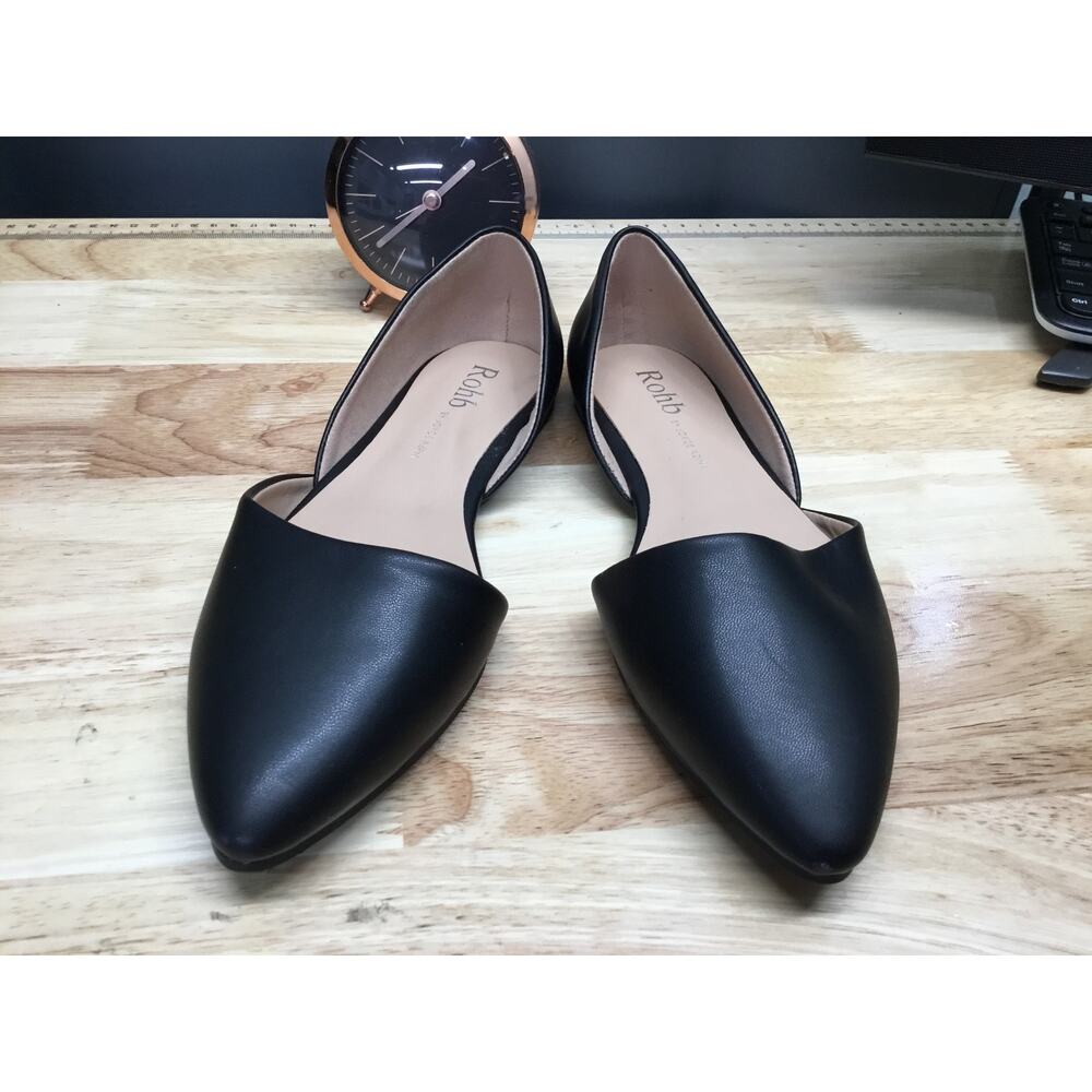 Rohb By Joyce Azria Provence D'Orsay Women's 6.5 Black Leather Pointed Toe Flats